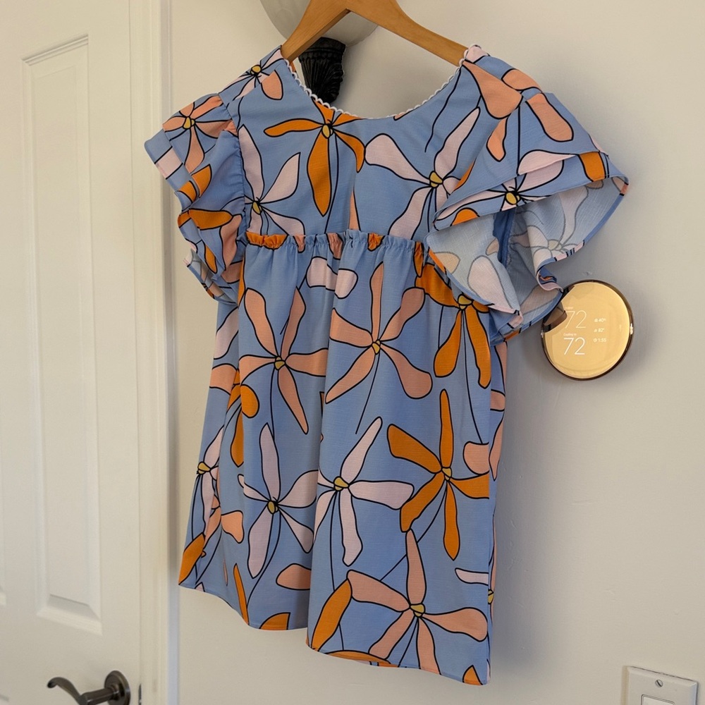 CROSBY by Mollie Burch Blue and Orange Floral Blouse